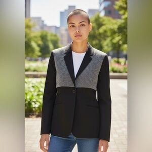 Elizabeth & James Women’s Black & Gray Textured Panel Blazer – Size 6